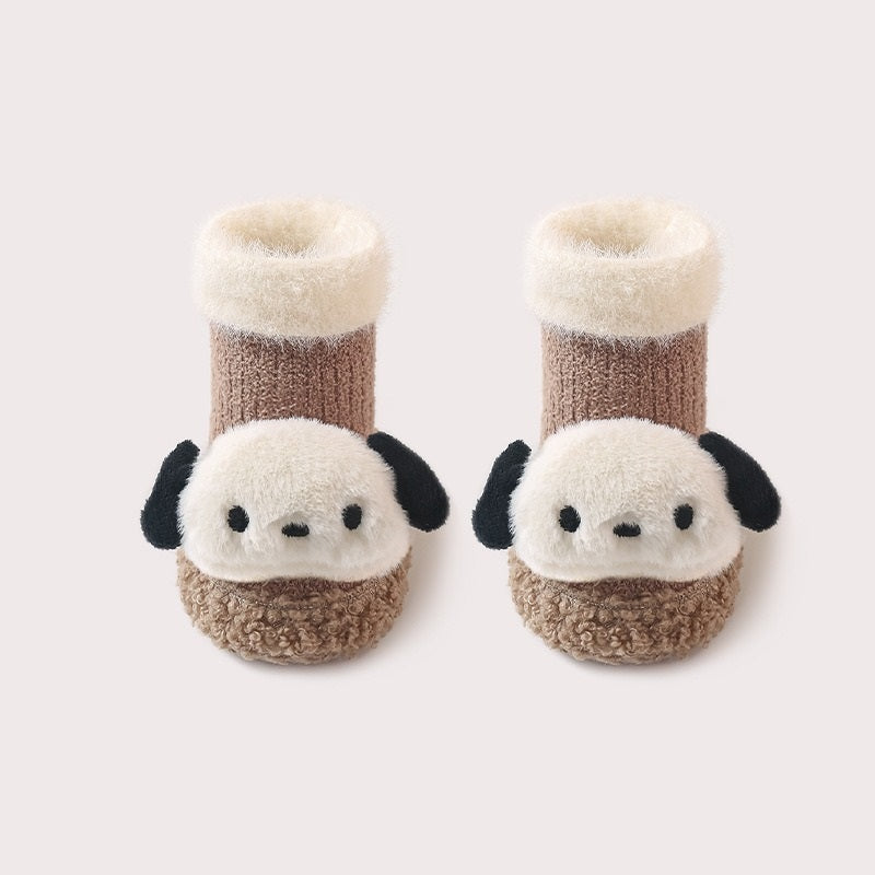 Thickened Winter Toddler Walking Socks, Mid-Calf Floor Shoe Socks, Cartoon Cute Baby Anti-slip Walking Shoes from-4