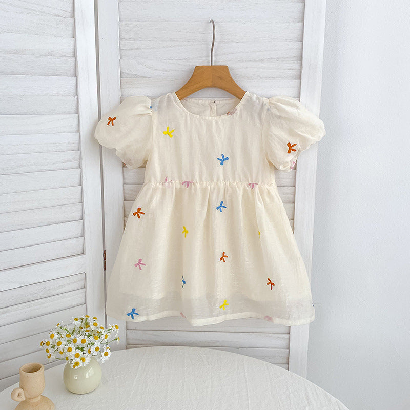 Arrival Summer Baby Kids Girls Butterfly Bows Pattern Short Sleeves Crew Neck Onesies and Girls’ Dress – Princess Sister Matching-2