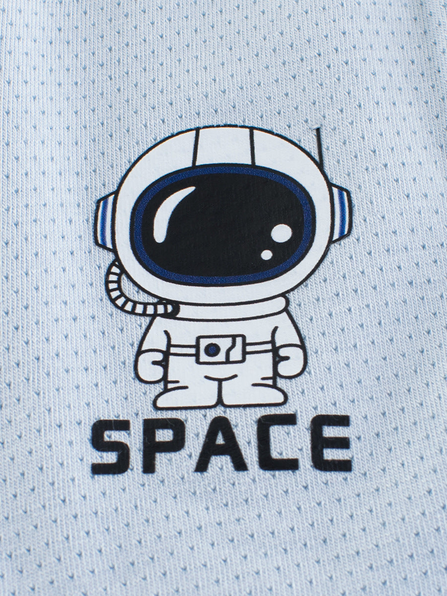Boys’ Simple Astronaut Cartoon Printed Boxer Shorts Breathable Underwear Set-4
