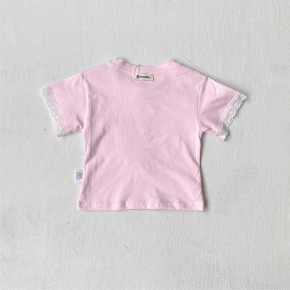 Summer Hot Selling Baby Kids Girls Short Sleeves Cartoon Rabbit Pattern T-shirt-4