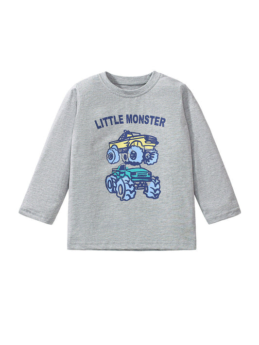 Arrival Autumn Kids’ Vehicles Cartoon Pattern Long Sleeves T-Shirt In European And American Style For Summer-0