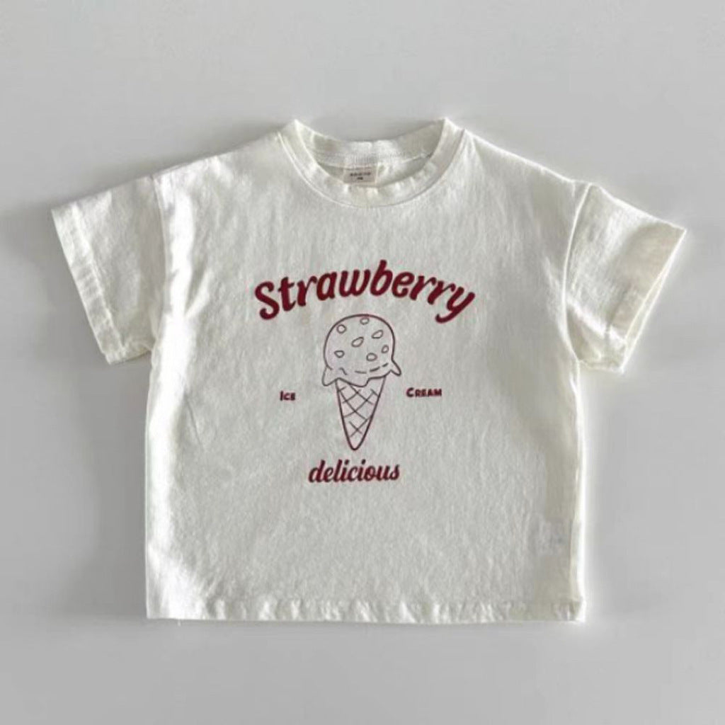 Summer New Arrival Kids Unisex Ice-Cream Pattern Short Sleeves T-Shirt-3