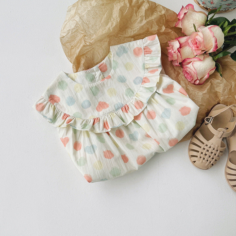 Summer Baby Kids Girls Sleeveless Colorful Polka Dots Dress-4