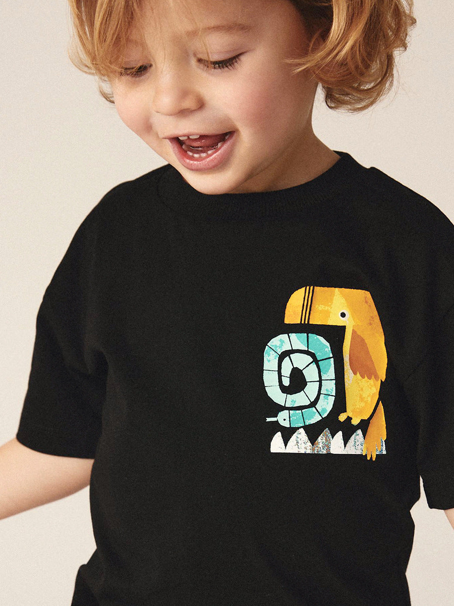 Summer Baby Kids Animals Cartoon Print T-shirt and Shorts Clothing Set-4