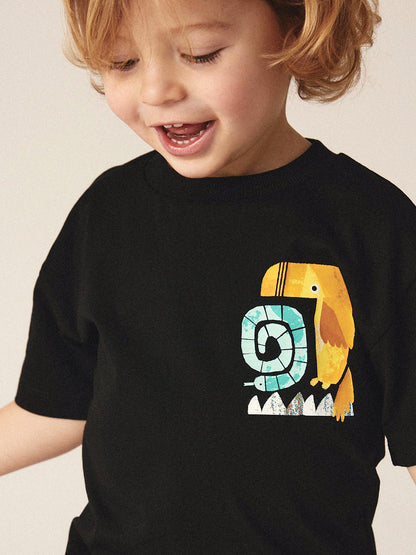 Summer Baby Kids Animals Cartoon Print T-shirt and Shorts Clothing Set-4