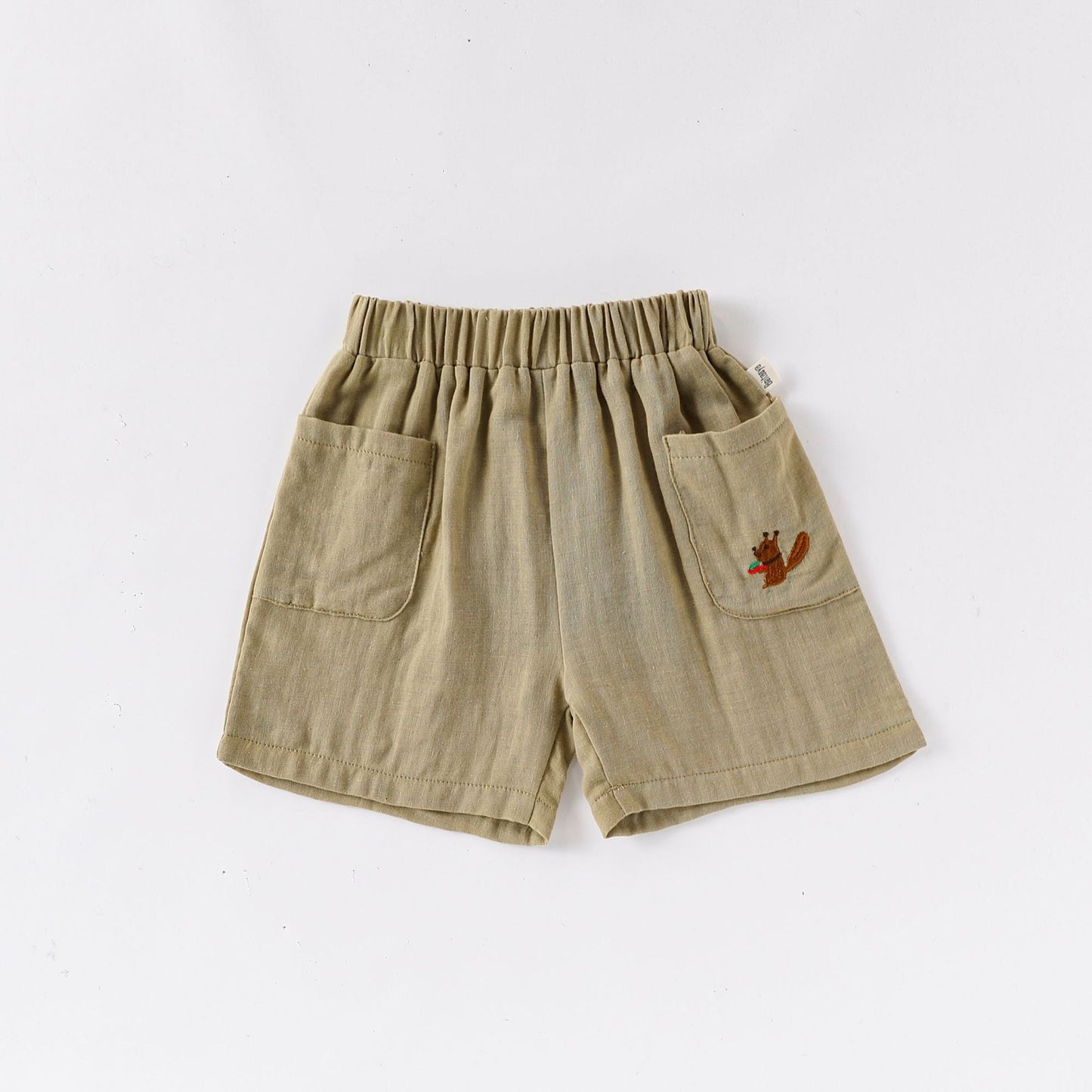 Summer Arrival Kids Unisex Cotton Casual Style Animals Embroidered Pattern Pocketed Shorts-4