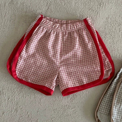 Summer Arrival Kids Unisex Cotton Casual Style Plaid Pattern Shorts-3
