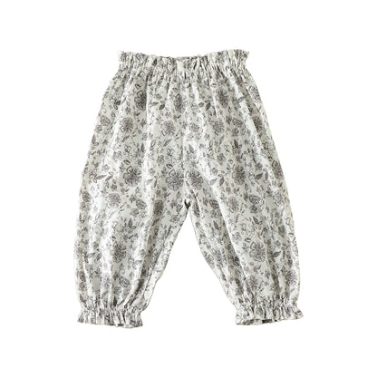 Summer Hot Selling Baby Kids Girls Floral Pattern Thin Breathable Pants – Home Kids Pajamas Trousers-3