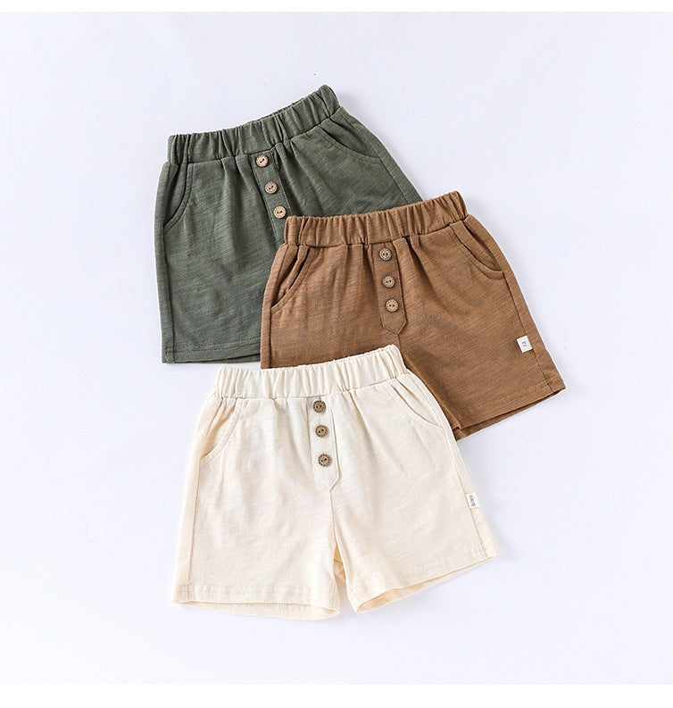 Summer Arrival Kids Unisex Cotton Casual Style Solid Color Shorts-4