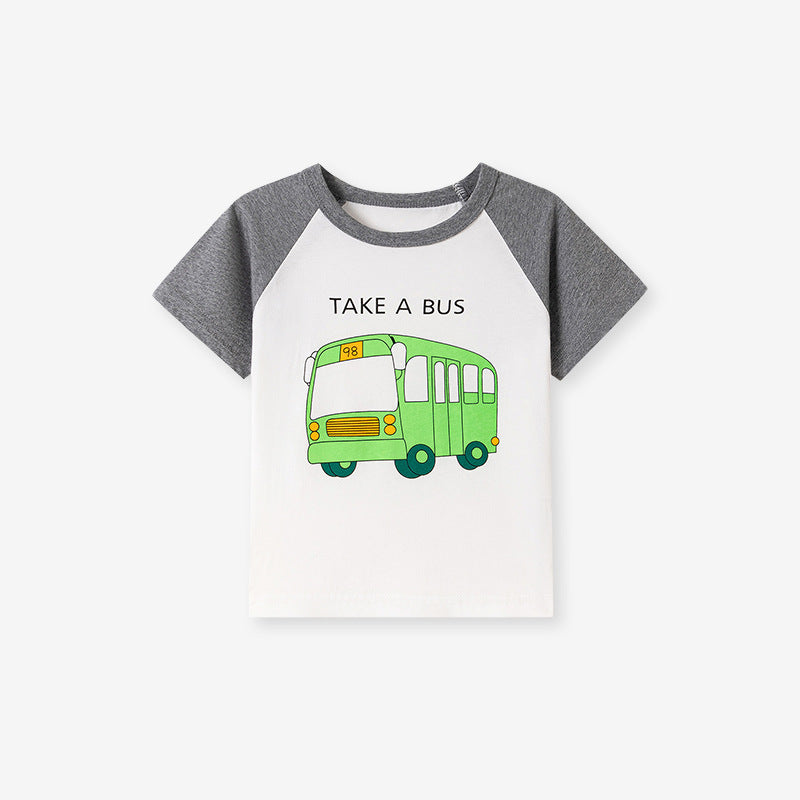 Kids’ Cartoon Pattern Short Sleeves T-shirt in European and American Style for Summer-2