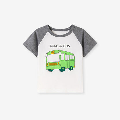 Kids’ Cartoon Pattern Short Sleeves T-shirt in European and American Style for Summer-2
