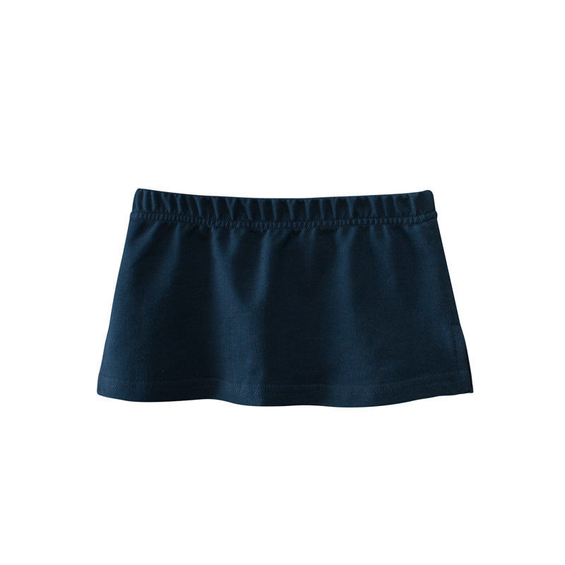 Baby Girl Basic Solid Color Sport Style Bottom Half Skirt With Inner Hem-4