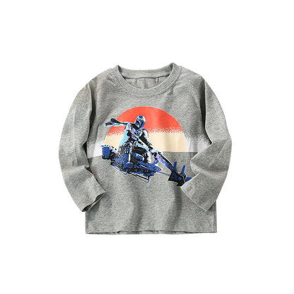 Baby Boy Print Pattern Long Sleeve Loose Shirt Top-4