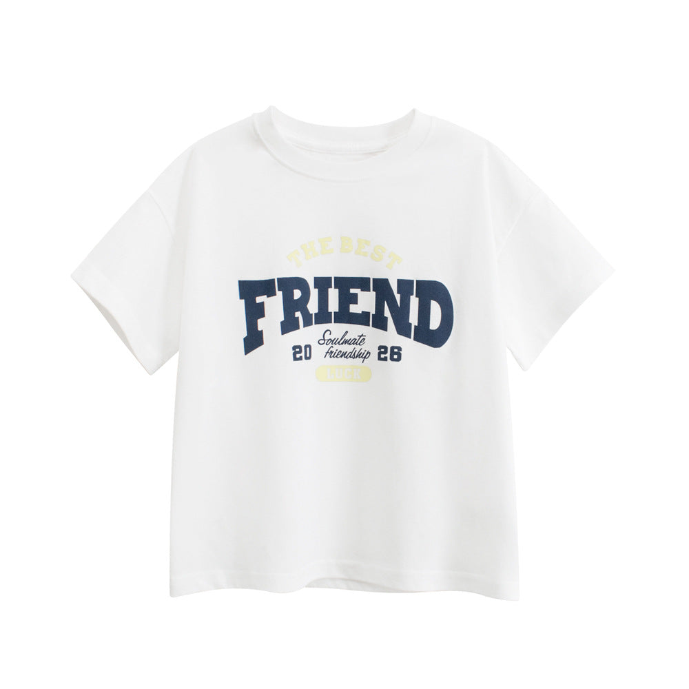 Kids’ Letters Pattern T-shirt in European and American Style-4