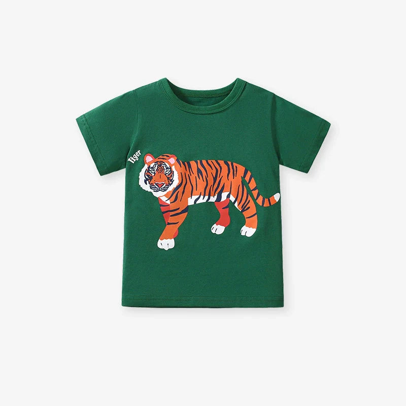 Kids’ Animals Cartoon Pattern Short Sleeves T-shirt in European and American Style for Summer-2