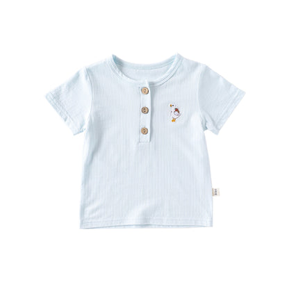Kids’ Simple Pattern Logo Short Sleeves T-shirt in European and American Style for Summer-2