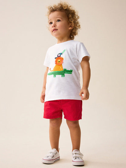 Summer Baby Kids Animals Cartoon Pattern T-shirt and Shorts Clothing Set for Boys-3