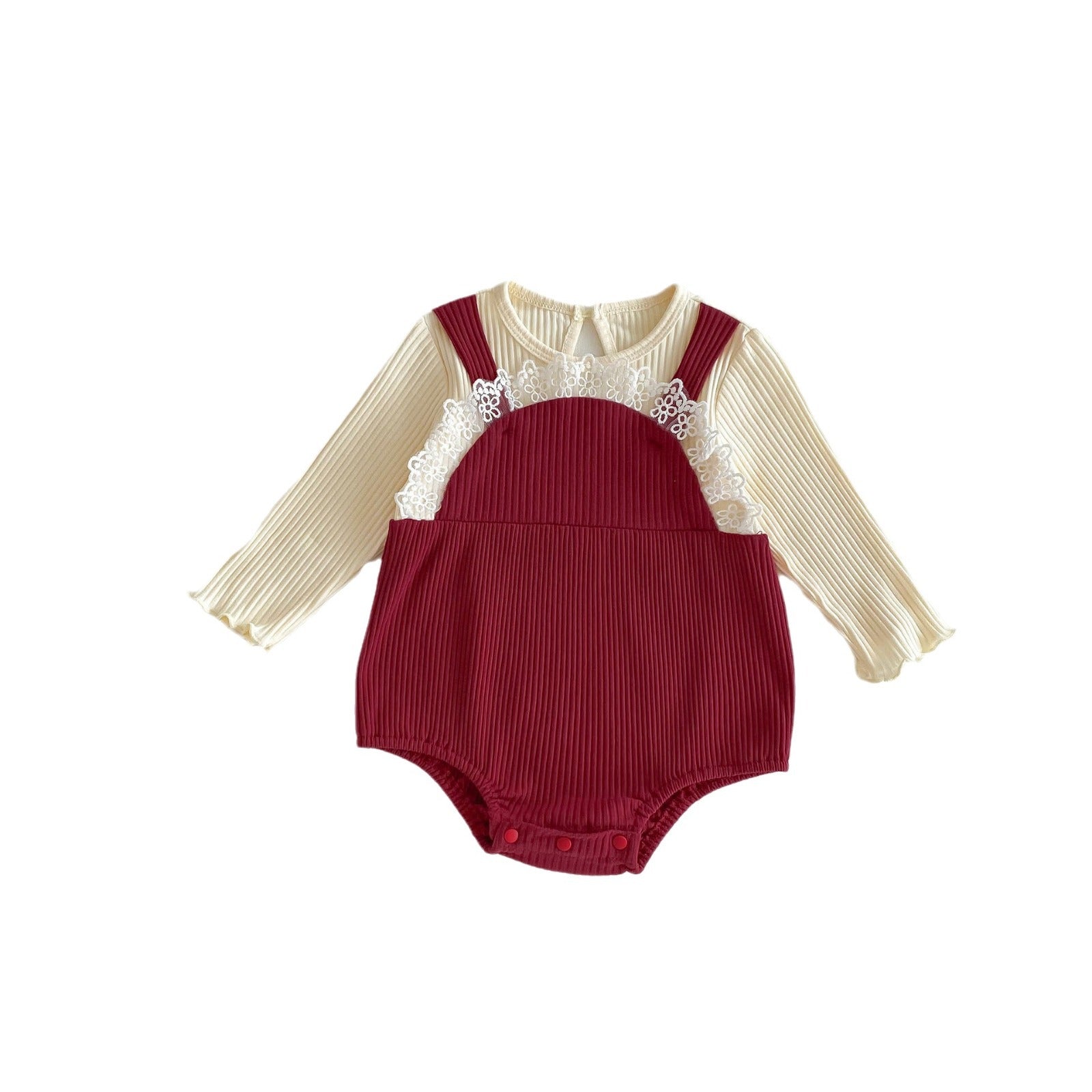 Spring New Arrival Baby Color Patchwork Long Sleeves Onesie For Girls-3