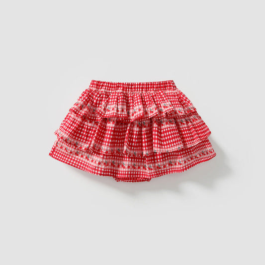 Summer Hot Selling Kids Girls Fruits Pattern Casual Plaid Skirt-1
