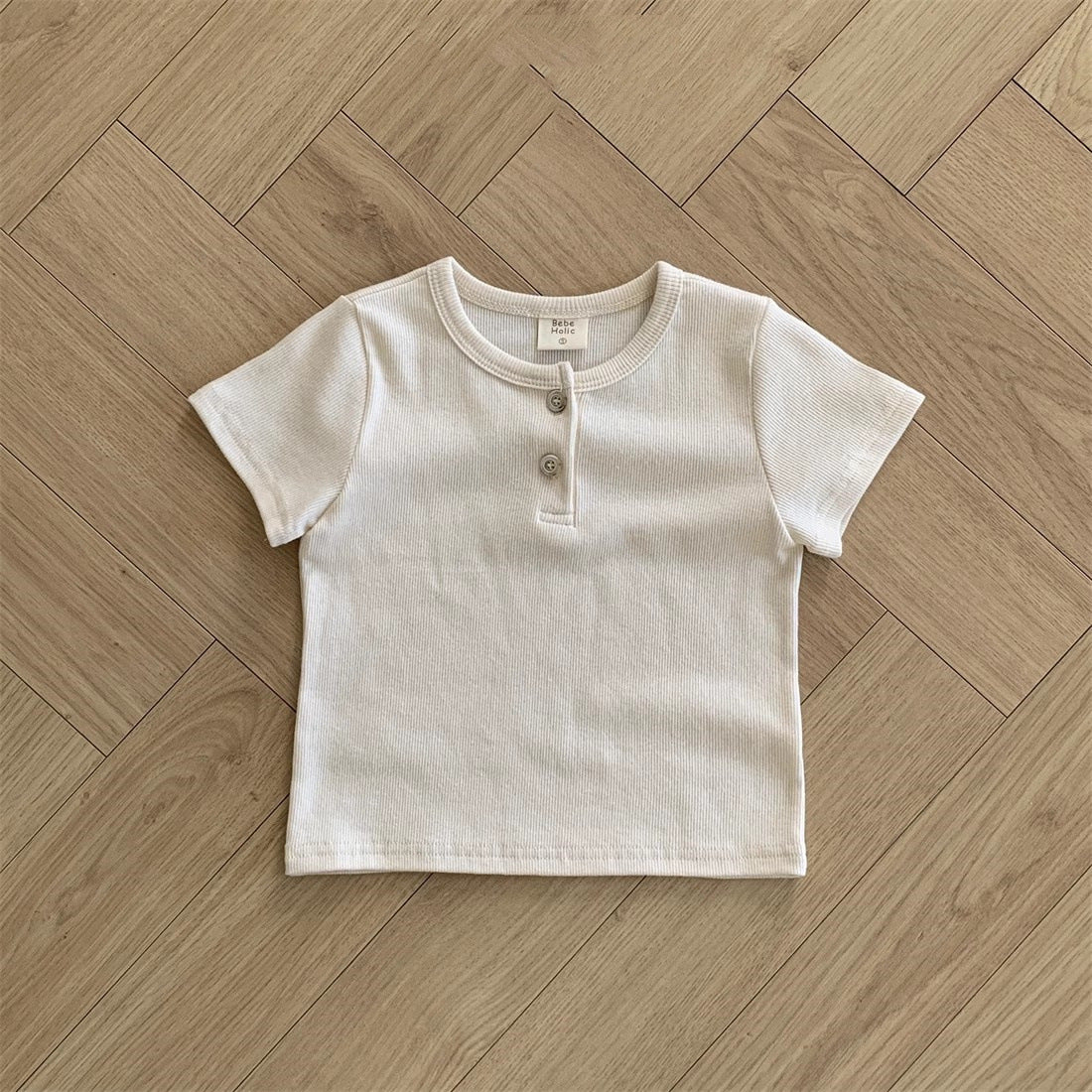 Summer Arrival Kids Unisex Crew Neck Short Sleeves Thin Solid Color Elastic Top Base T-Shirt-2