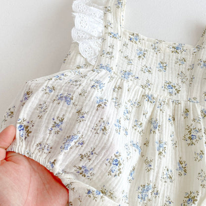 Summer Arrival Baby Girls Floral Pattern Fly Sleeves Onesies-3