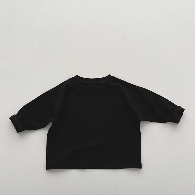 Baby Boy And Girl Solid Color Pullover Design Long-Sleeved Tops-4