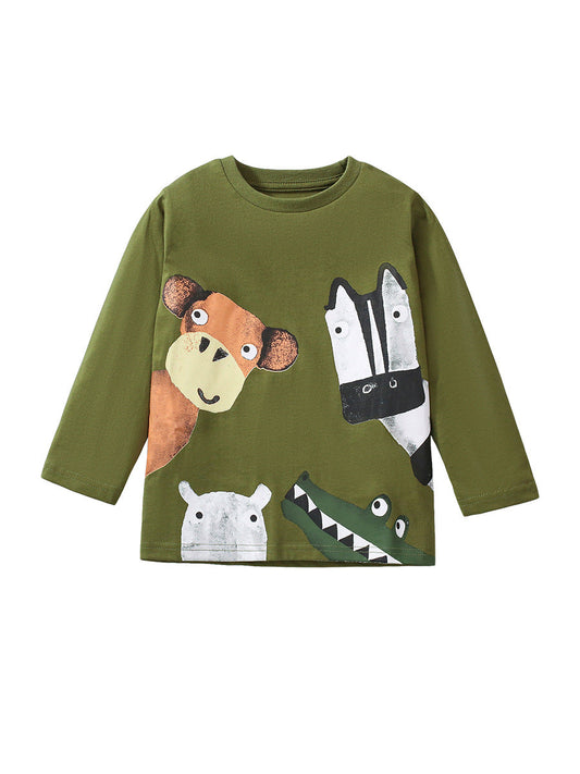 Arrival Autumn Kids’ Animals Cartoon Pattern Print Long Sleeves T-Shirt In European And American Style-0