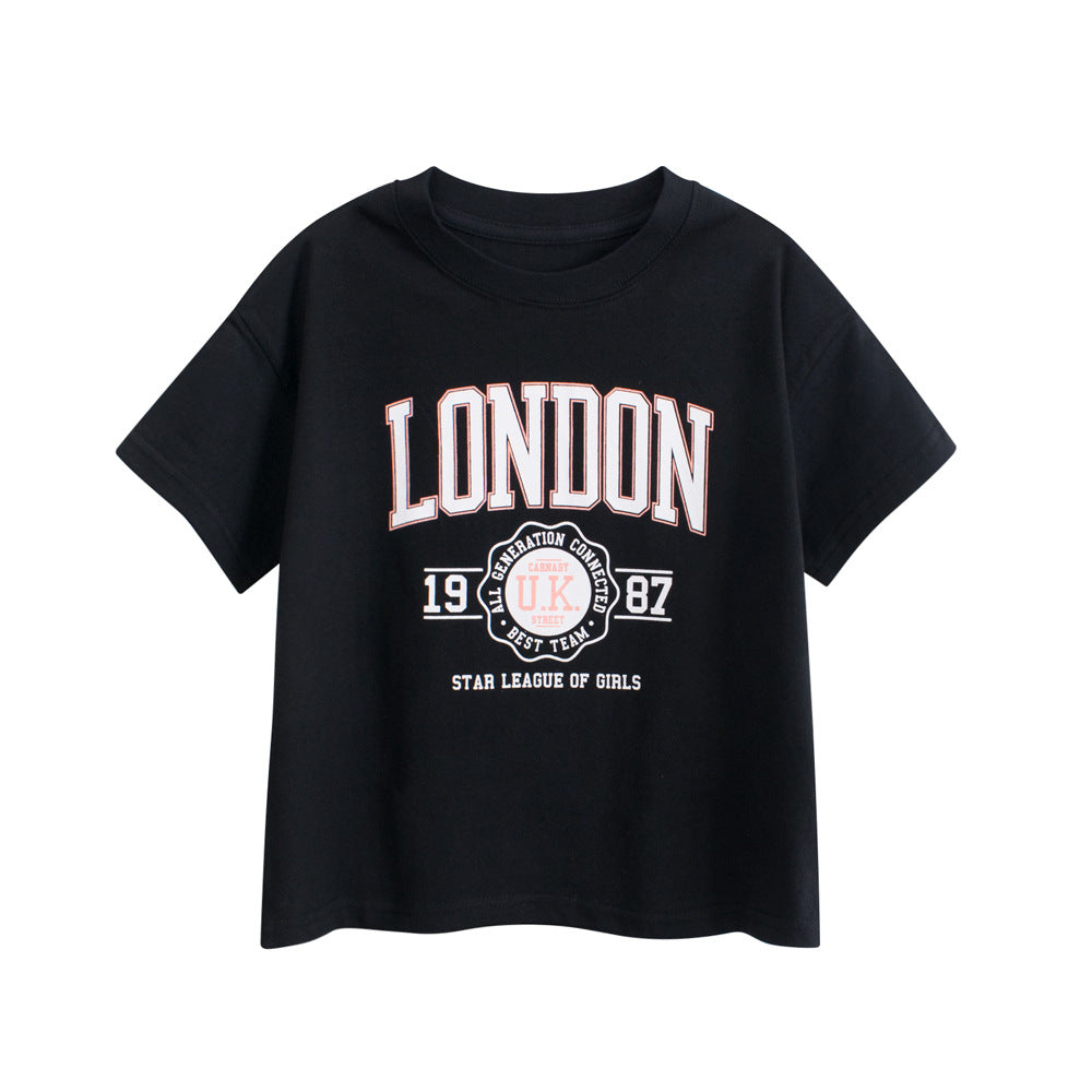 Kids’ Letters Pattern T-shirt in European and American Style-0