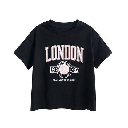 Kids’ Letters Pattern T-shirt in European and American Style-0
