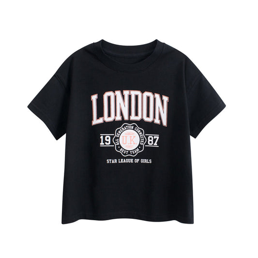Kids’ Letters Pattern T-shirt in European and American Style-0