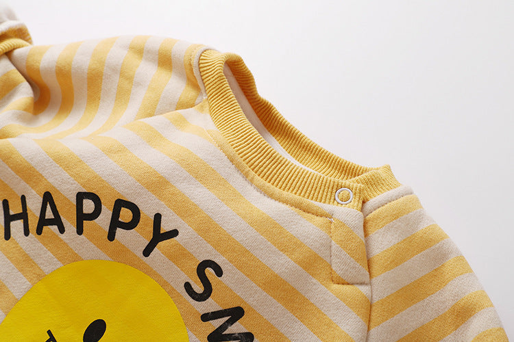 Baby 1pcs Striped & Dot Pattern Long Sleeved Romper Jumpsuit-3