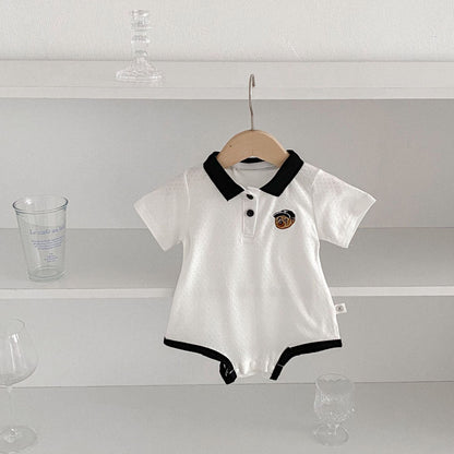 Summer Arrival Baby Unisex Casual Striped/Color Patchwork Short Sleeves Onesies-2
