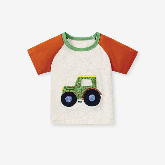 Kids’ Cartoon Pattern Short Sleeves T-shirt in European and American Style for Summer-0