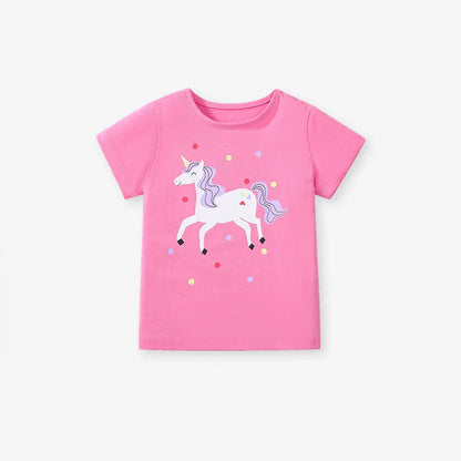 Kids’ Animals Cartoon Pattern Short Sleeves T-shirt in European and American Style for Summer-3