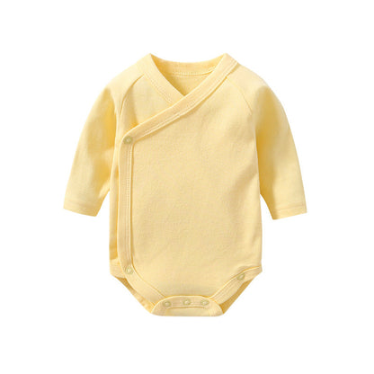 Baby Multi Color Bias Placket With Slanting Button Long Sleeve Onesies-12