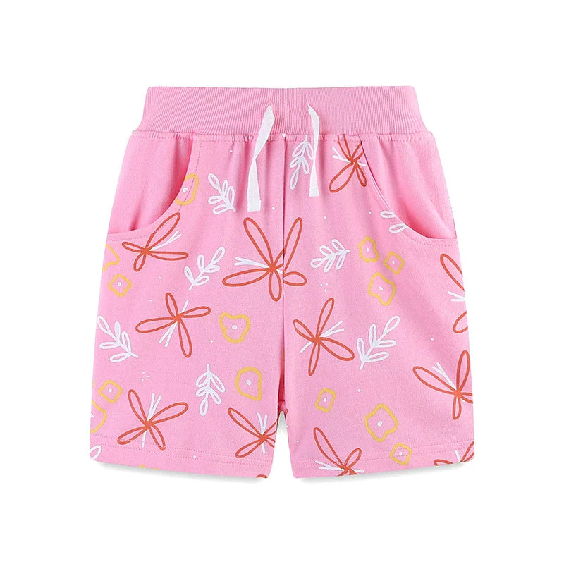 Summer Arrival Baby Kids Girls Cotton Casual Style Flowers Pattern Shorts-4