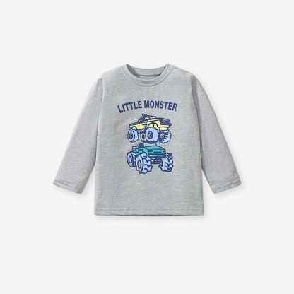 Arrival Autumn Kids’ Vehicles Cartoon Pattern Long Sleeves T-Shirt In European And American Style For Summer-1