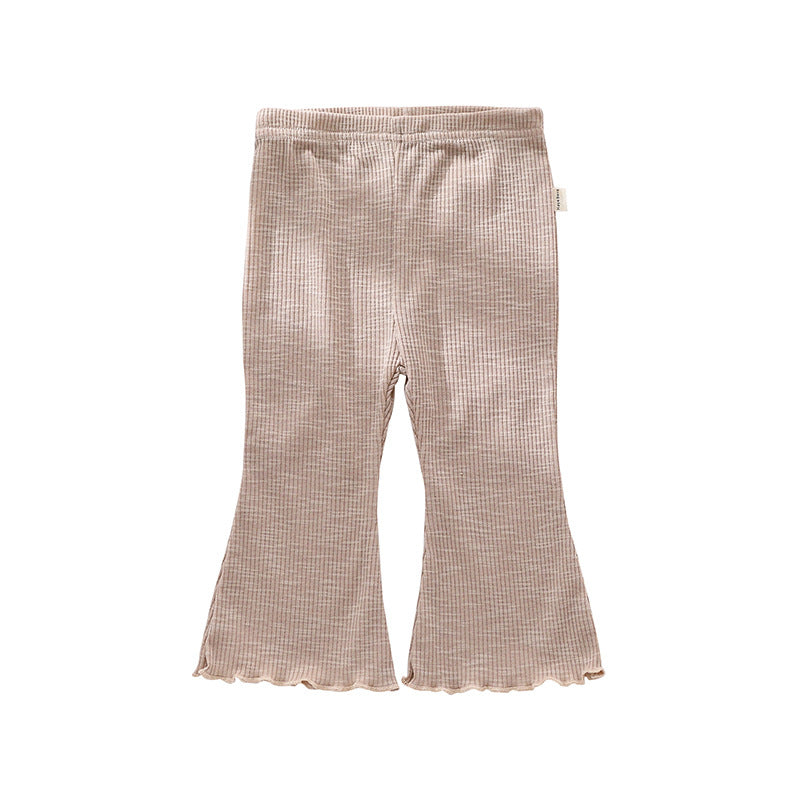 Baby Girl Solid Color Autumn Bell-Bottomed Pants-7