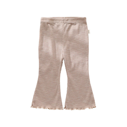 Baby Girl Solid Color Autumn Bell-Bottomed Pants-7