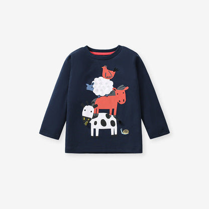 Arrival Autumn Kids’ Animals Cartoon Pattern Print Long Sleeves T-Shirt In European And American Style-4