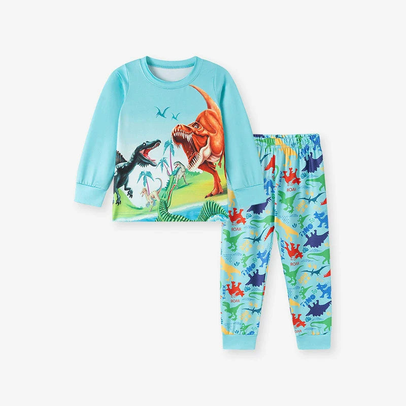Dino World Kids Pajama Set – Long Sleeve Top and Pants, Fun Dinosaur Print-0