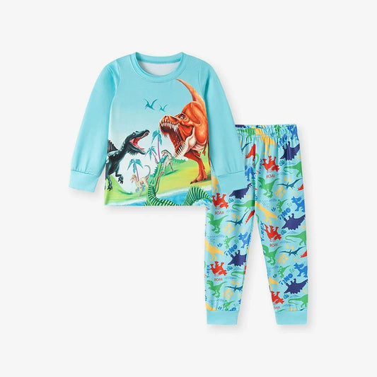 Dino World Kids Pajama Set – Long Sleeve Top and Pants, Fun Dinosaur Print-0