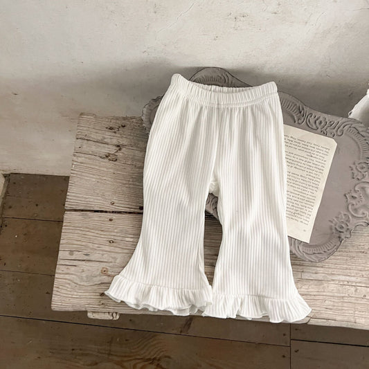 Baby Solid Color Elastic Cotton Comfy Flared Pants-10