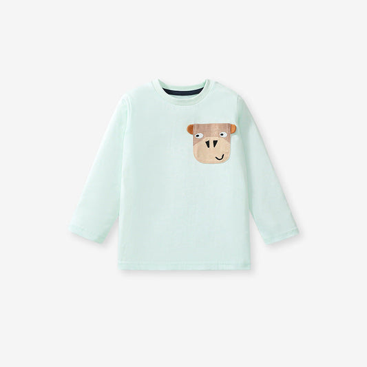 Design Autumn Kids’ Animals Cartoon Pattern Pocketed Long Sleeves T-Shirt In European And American Style-1