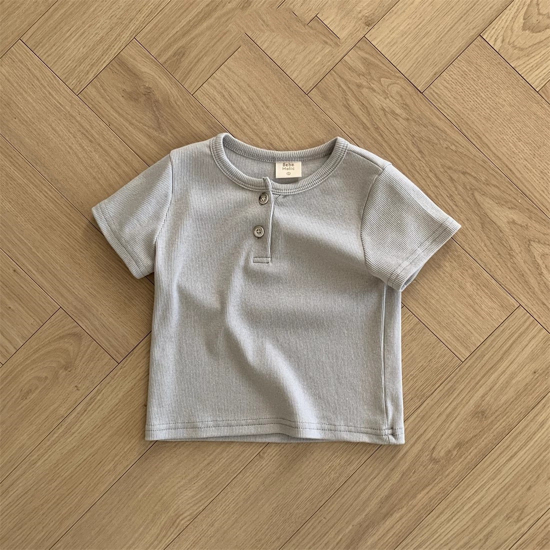 Summer Arrival Kids Unisex Crew Neck Short Sleeves Thin Solid Color Elastic Top Base T-Shirt-3