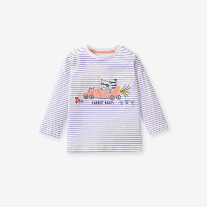 Arrival Autumn Kids’ Long Sleeves Cartoon And Striped Pattern T-Shirt In European And American Style For Summer-1