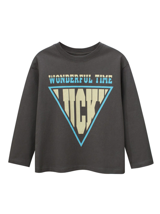 Autumn Arrival Kids Boys Letters Print Crew Neck Long Sleeves Shirt-0