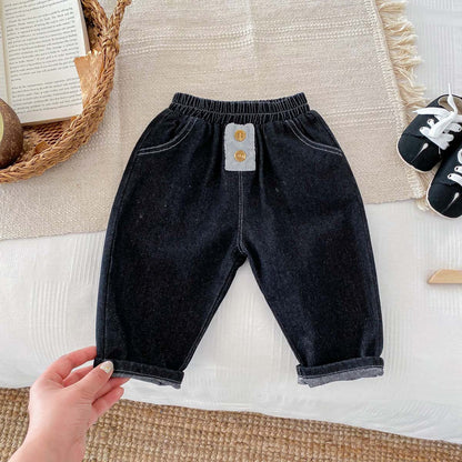 Summer Arrival Kids Unisex Denim Casual Style Pants-0