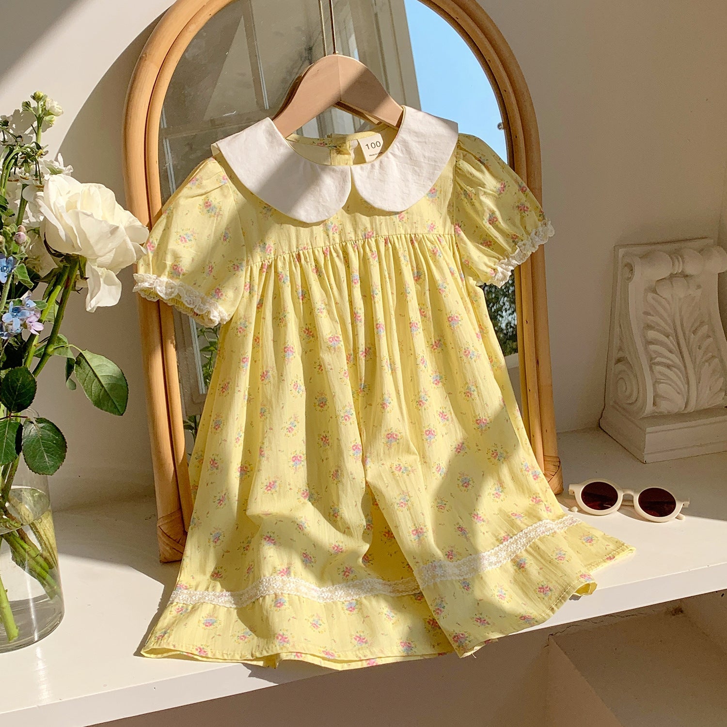 Summer Arrival Baby Kids Girls Cute Short Sleeves Floral Dress-0
