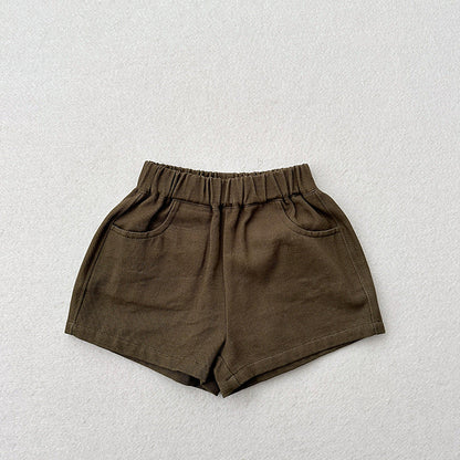 Summer New Arrival Kids Unisex Casual Thin Solid Color Basic Shorts-7